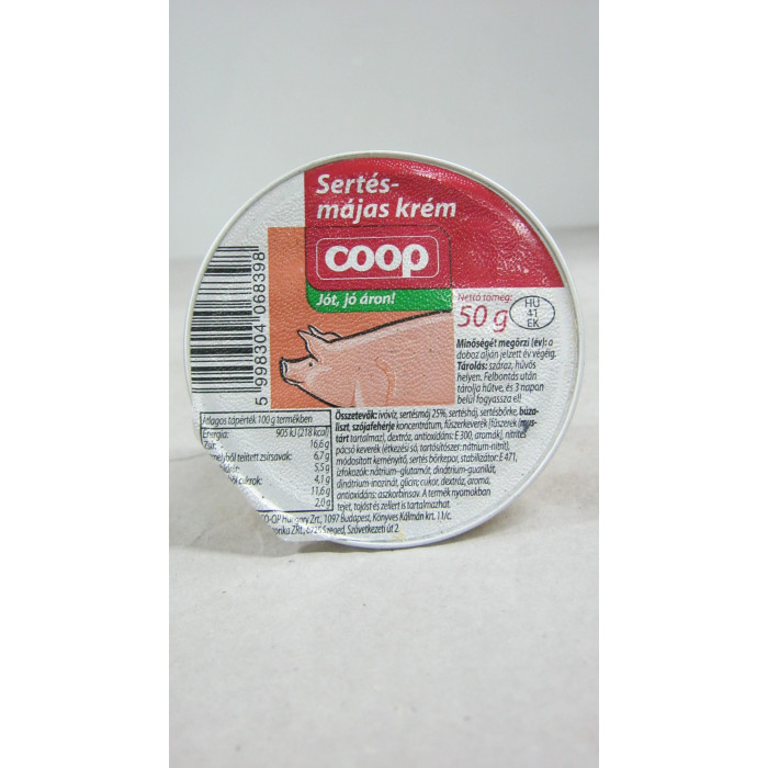 Sertésmájkrém 50G Coop