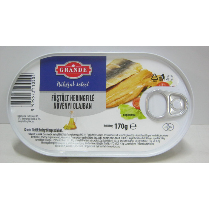 Heringfilé Növ.olajban 170G Füstölt Grande