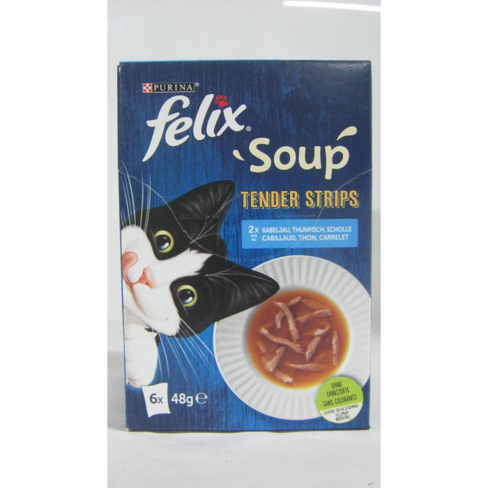 Felix 6X48G Soup Halas Tender Válogatás Macska