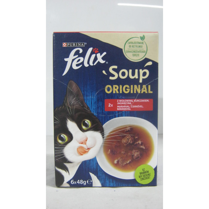 Felix 6X48G Soup Marha-Csirke Bárány Macska