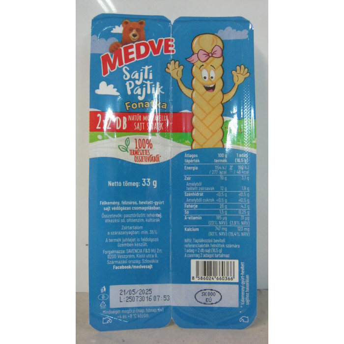 Mozzarella 33G Natúr Snack Fonatka Medve