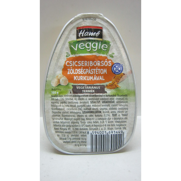 Pástétom 105G Vegetáriánus Csicsriborsó Hamé